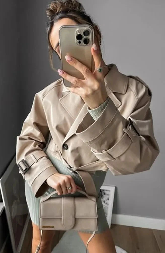 Women’s Double-Breasted Cropped Trench Coat