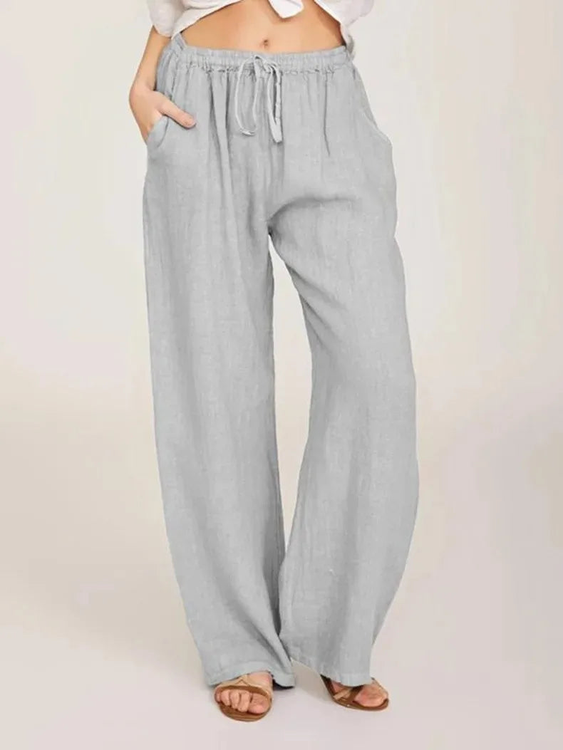 Women’s Cotton Linen Pants – Casual Loose Wide Leg Streetwear Trousers