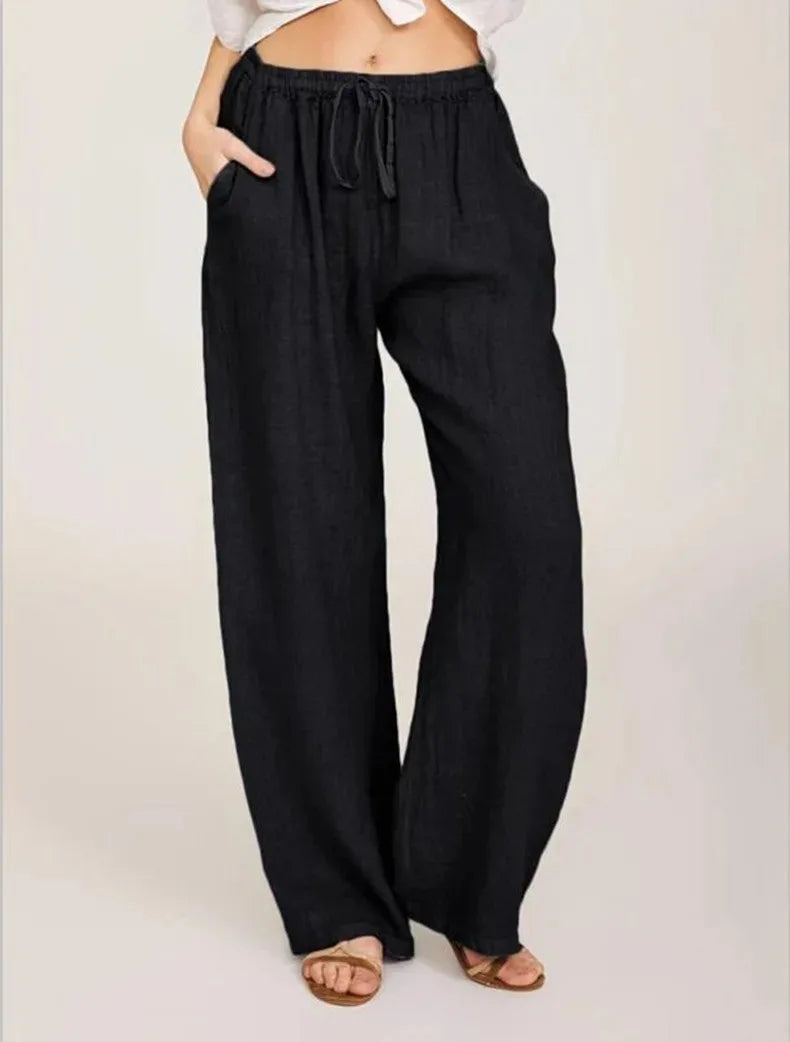 Women’s Cotton Linen Pants – Casual Loose Wide Leg Streetwear Trousers