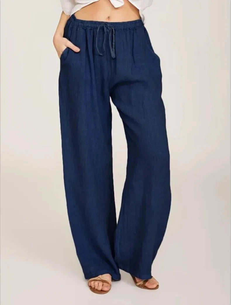 Women’s Cotton Linen Pants – Casual Loose Wide Leg Streetwear Trousers