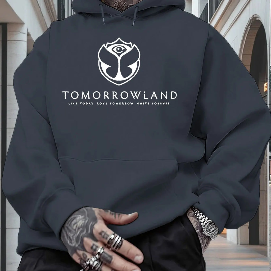 Men’s TOMORROWLAND Graphic Hoodie – Casual Pullover, Long Sleeve