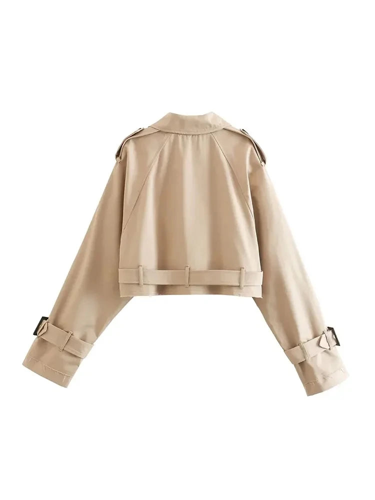 Women’s Double-Breasted Cropped Trench Coat