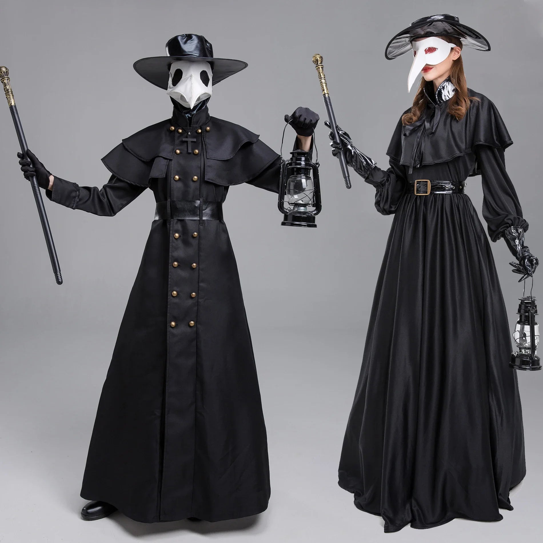 Plague Doctor Cosplay Dress Set – Medieval Punk Birdman Costume with Accessories