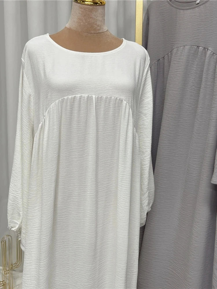 Eid Plain Modest Khimar Abaya – Dubai Muslim Arabic Kaftan Dress for Women