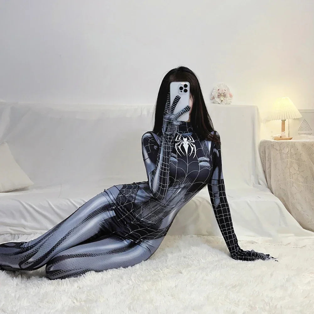 Spider-Man Cosplay Bodysuit for Women & Girls – Superhero Spandex Costume, Avengers Venom Style Suit