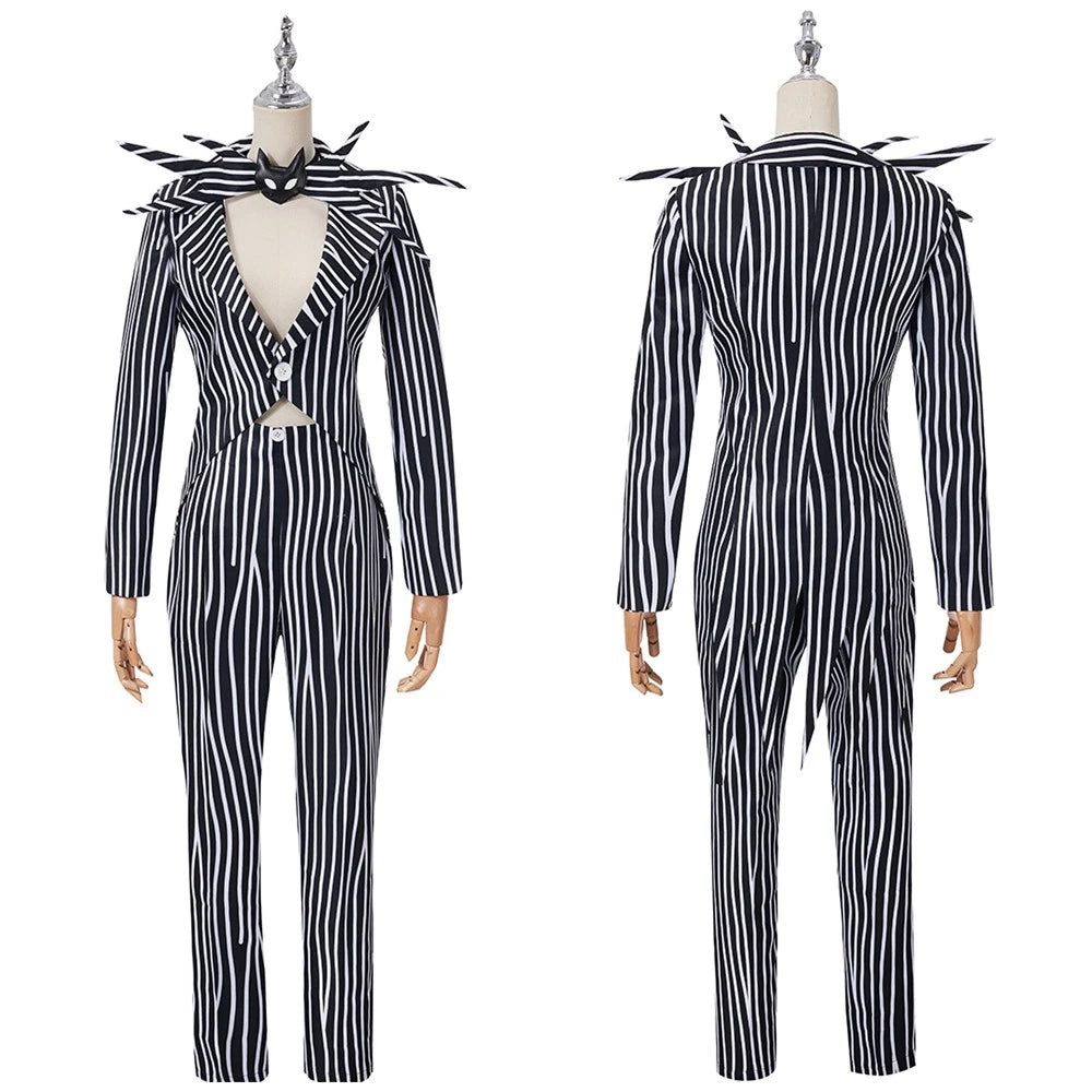 Jack Skellington Cosplay Costume – Striped Top & Pants Outfit for Men and Women