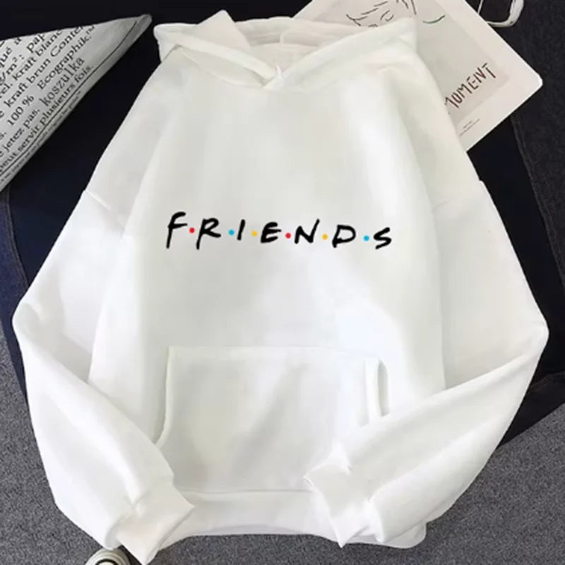 Women’s Friends Print Hoodie – Casual Long Sleeve Pullover Streetwear