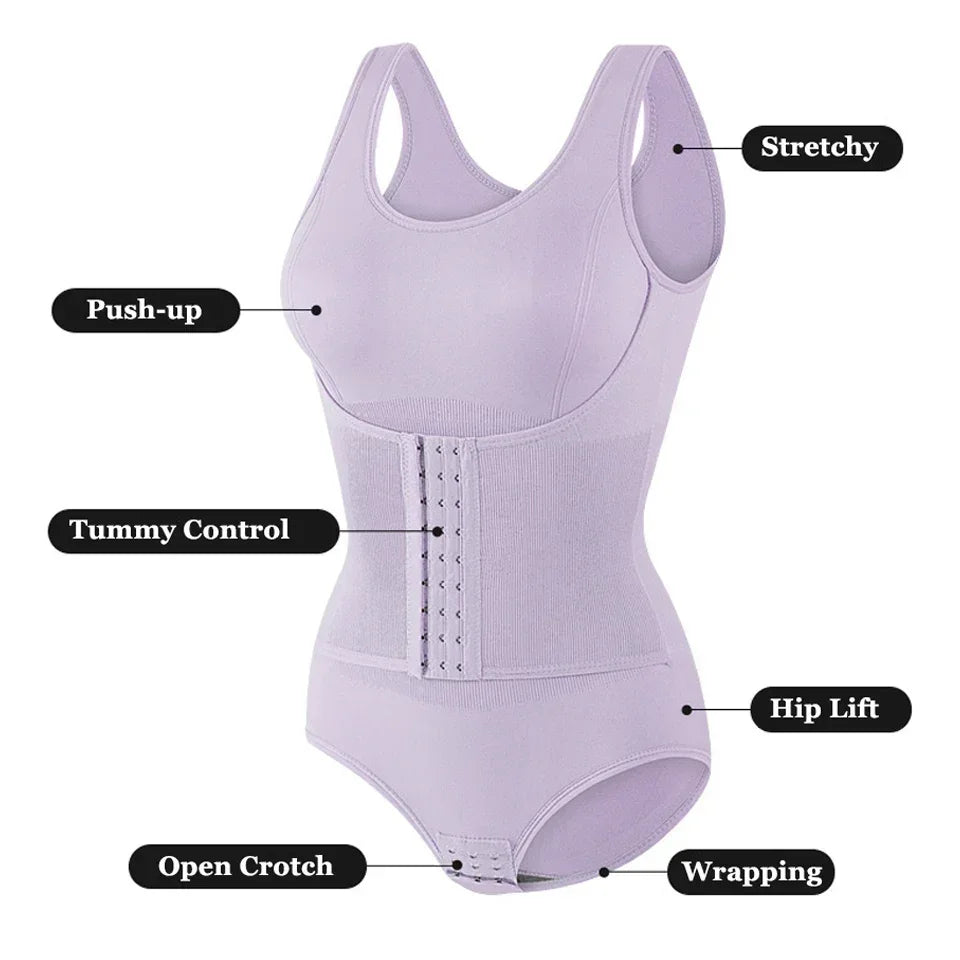 Women’s Bodysuit Shapewear – Zipper & Belt, Tummy Control Body Shaper