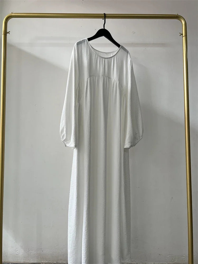 Eid Plain Modest Khimar Abaya – Dubai Muslim Arabic Kaftan Dress for Women