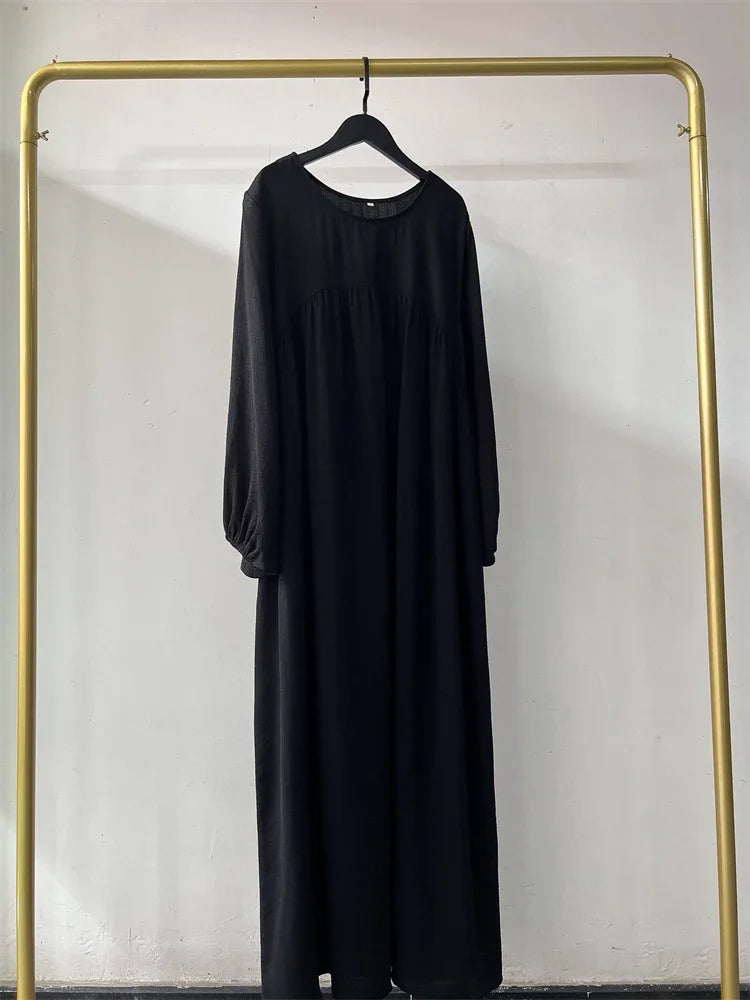 Eid Plain Modest Khimar Abaya – Dubai Muslim Arabic Kaftan Dress for Women