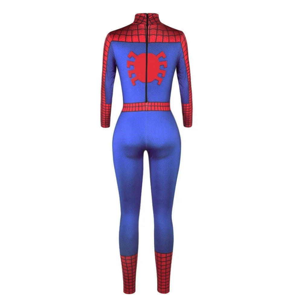 Women’s Superhero Bodysuit Cosplay – Spider-Man & Iron Man Digital Print Jumpsuit