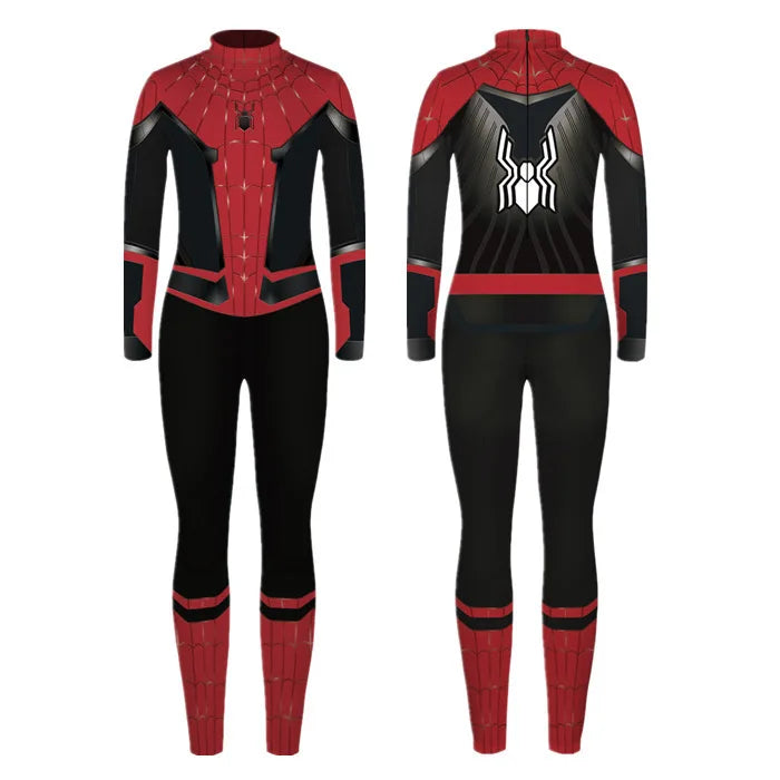 Women’s Superhero Bodysuit Cosplay – Spider-Man & Iron Man Digital Print Jumpsuit