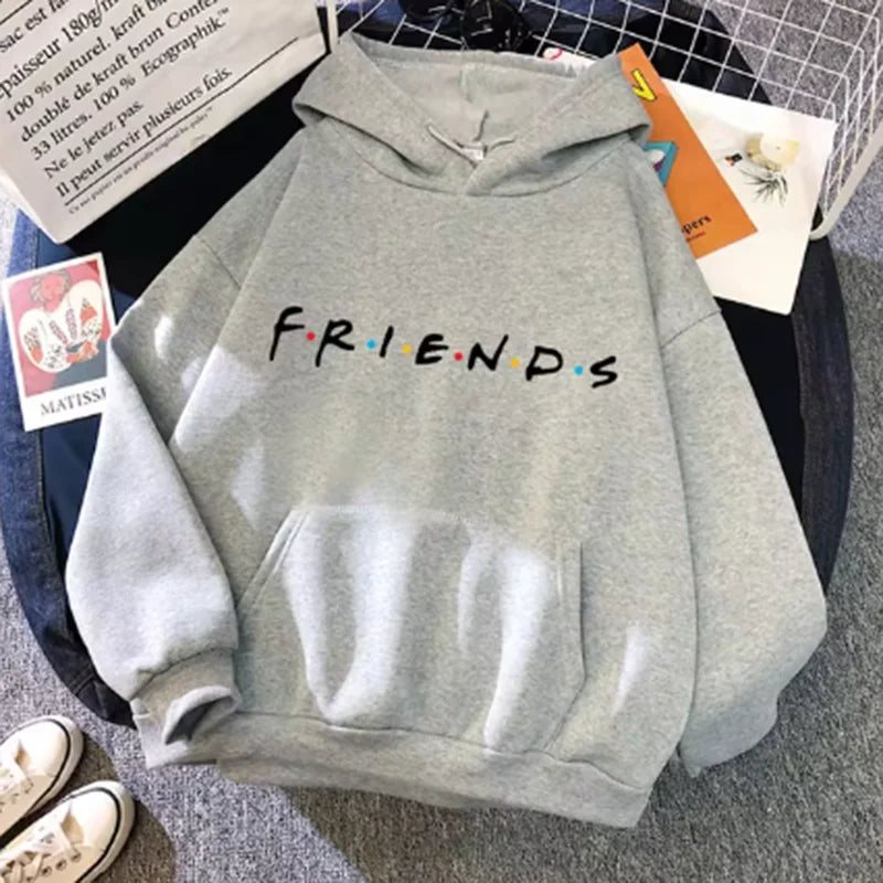 Women’s Friends Print Hoodie – Casual Long Sleeve Pullover Streetwear