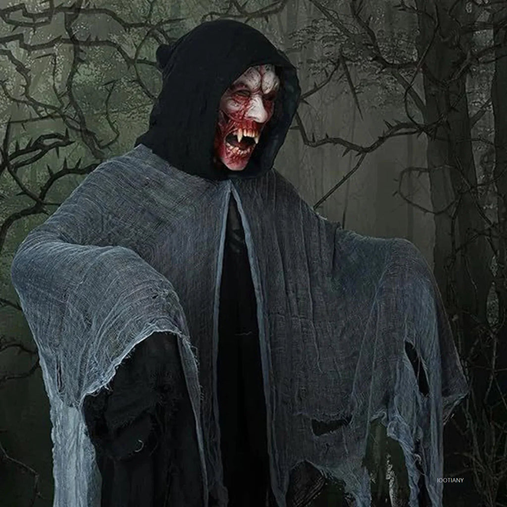 Women’s Witch & Vampire Halloween Costume – Hooded Cloak with Horror Props