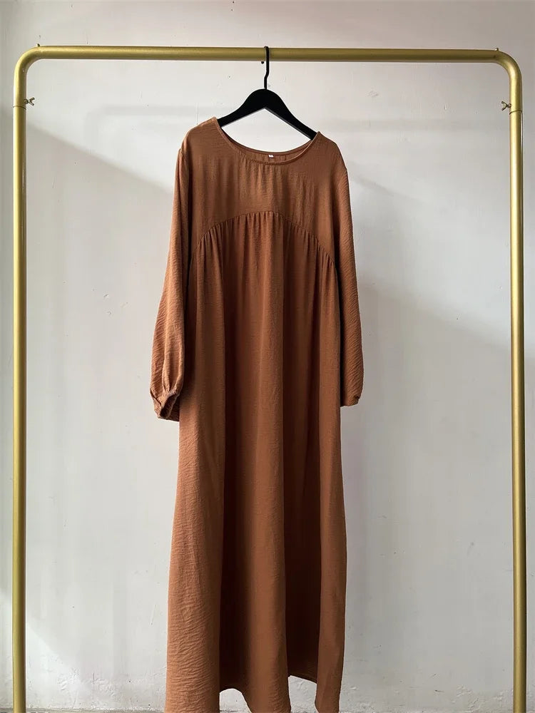 Eid Plain Modest Khimar Abaya – Dubai Muslim Arabic Kaftan Dress for Women