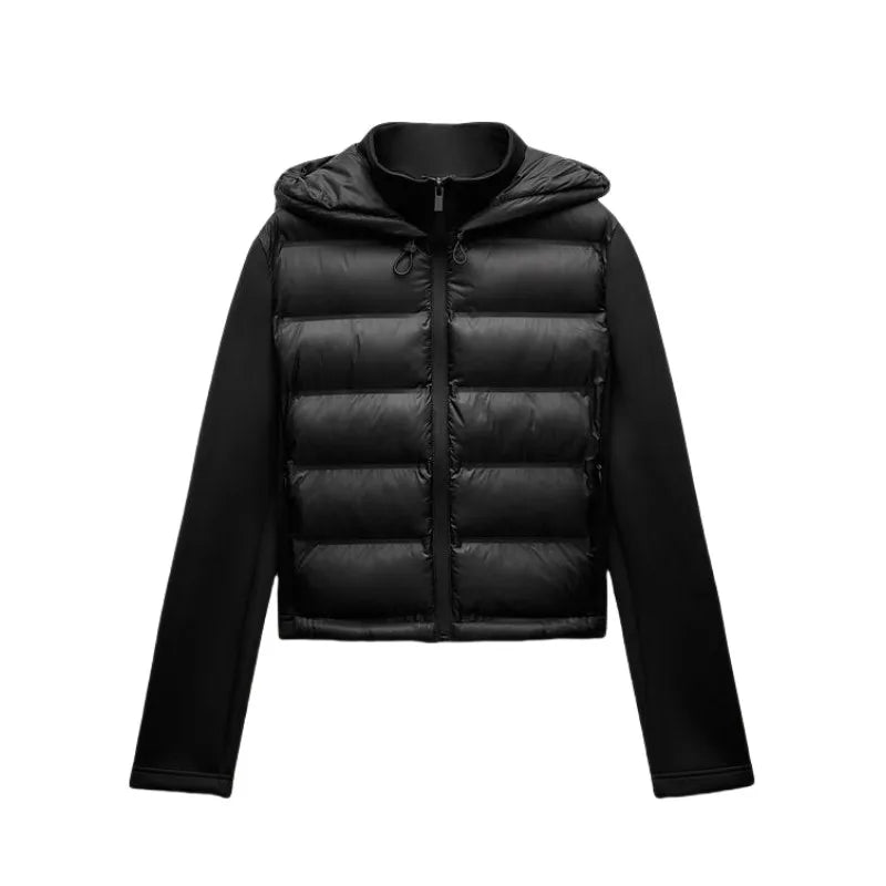 Women’s Lightweight Warm Down Jacket – Long Sleeve Hooded Sports Coat with Zipper