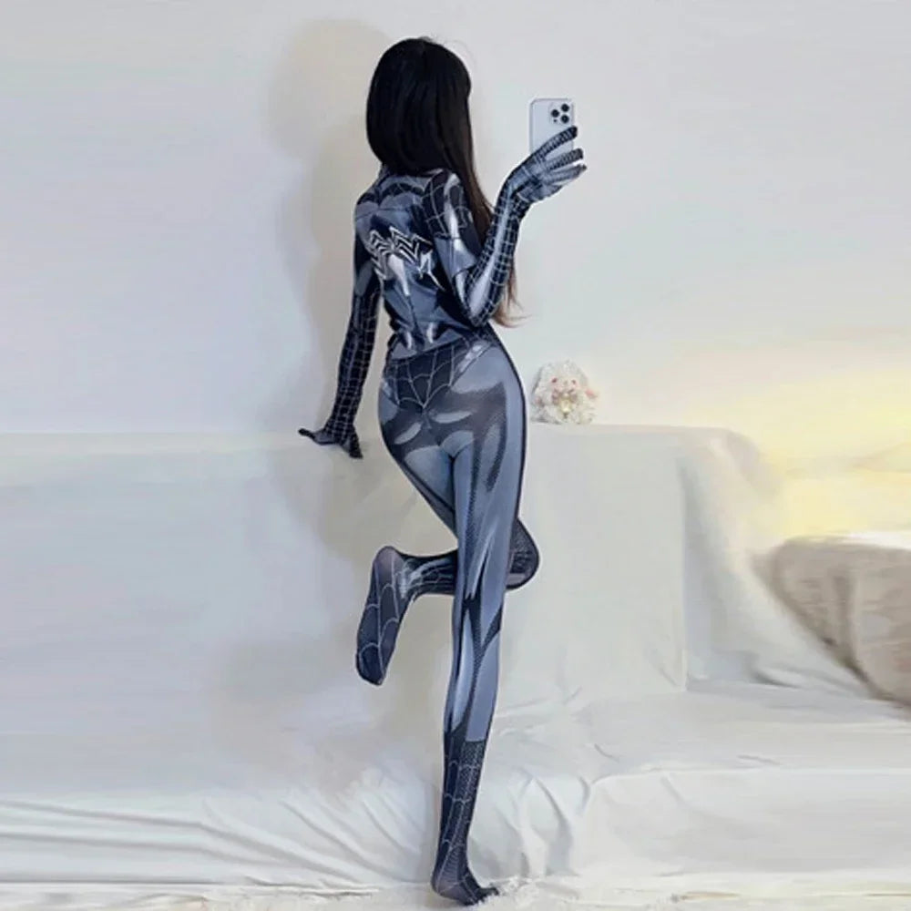 Spider-Man Cosplay Bodysuit for Women & Girls – Superhero Spandex Costume, Avengers Venom Style Suit