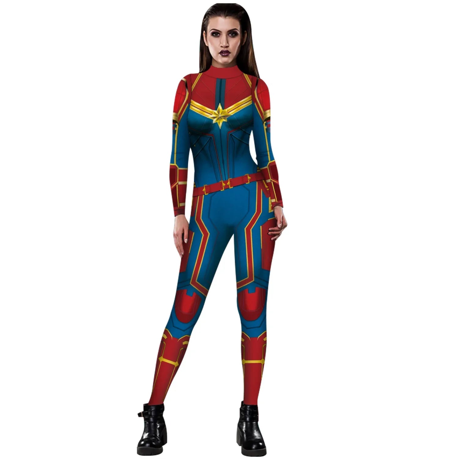 Women’s Superhero Bodysuit Cosplay – Spider-Man & Iron Man Digital Print Jumpsuit