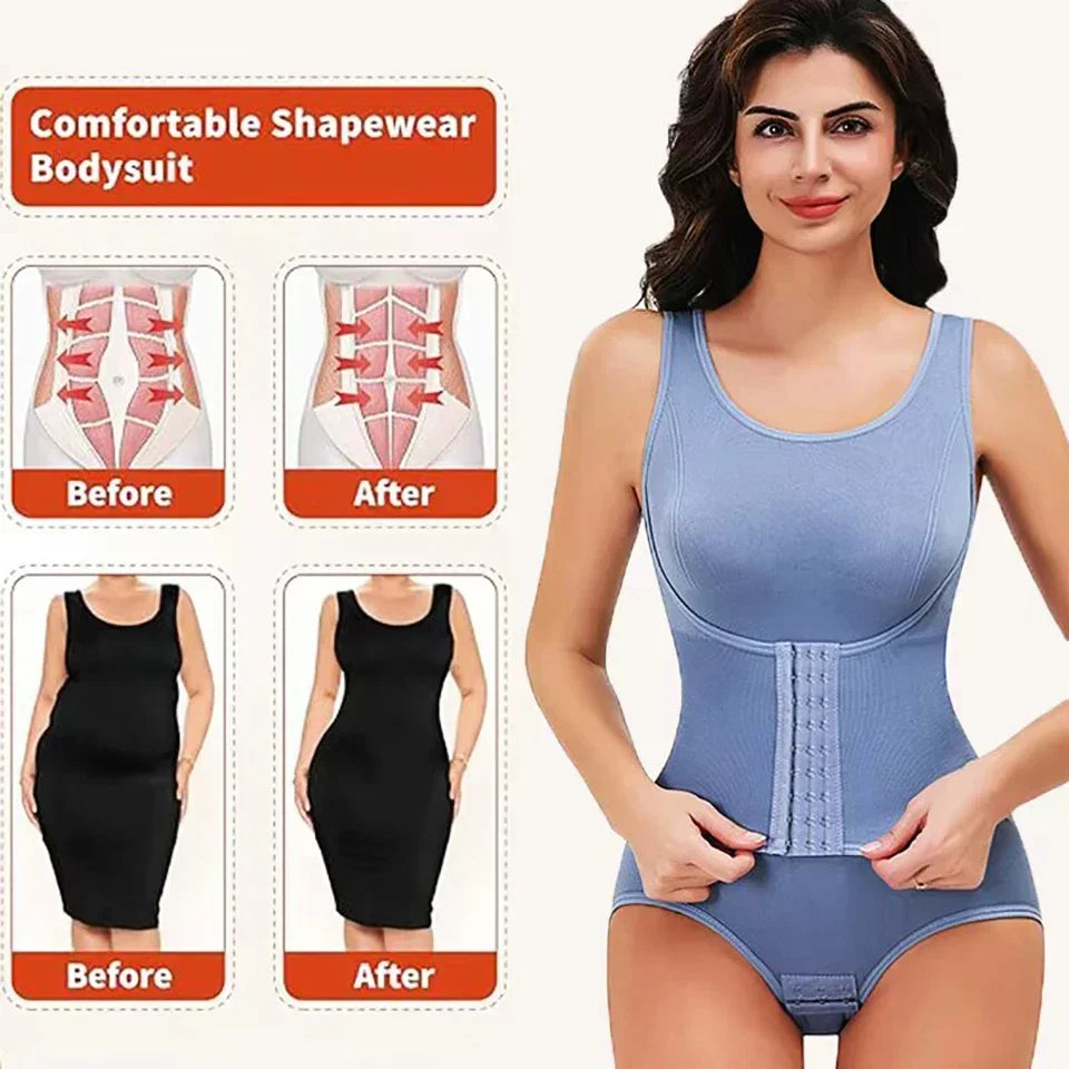 Women’s Bodysuit Shapewear – Zipper & Belt, Tummy Control Body Shaper