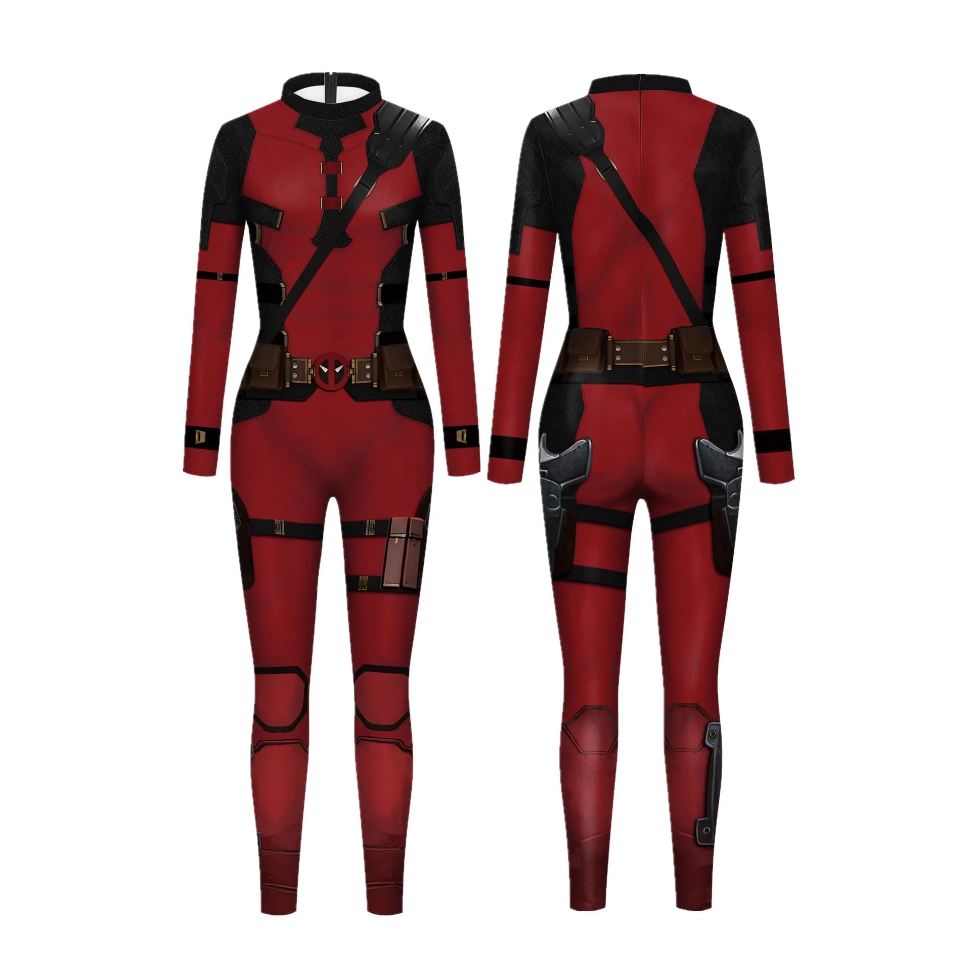 Women’s Superhero Bodysuit Cosplay – Spider-Man & Iron Man Digital Print Jumpsuit