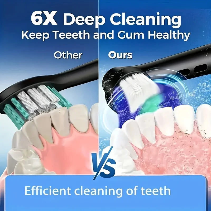 Electric Rotating Toothbrush Deep Clean Whitening Teeth for Adult Ultrasonic Toothbrush with 4/8pcs Refill Replacement Heads