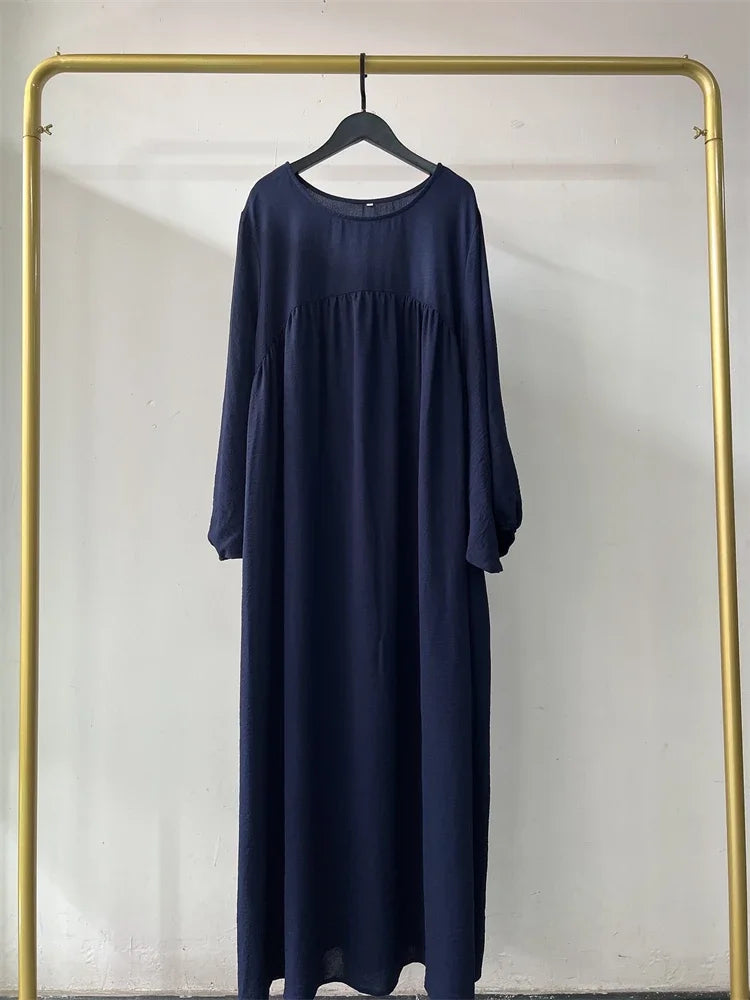 Eid Plain Modest Khimar Abaya – Dubai Muslim Arabic Kaftan Dress for Women