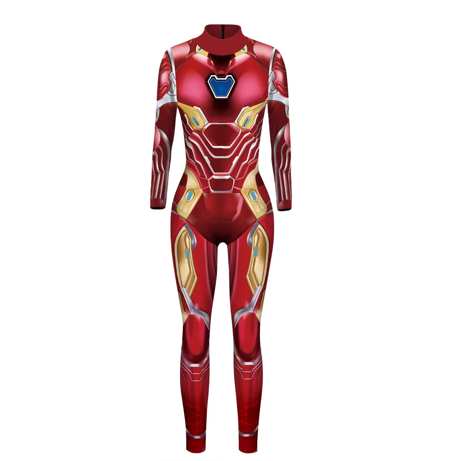 Women’s Superhero Bodysuit Cosplay – Spider-Man & Iron Man Digital Print Jumpsuit