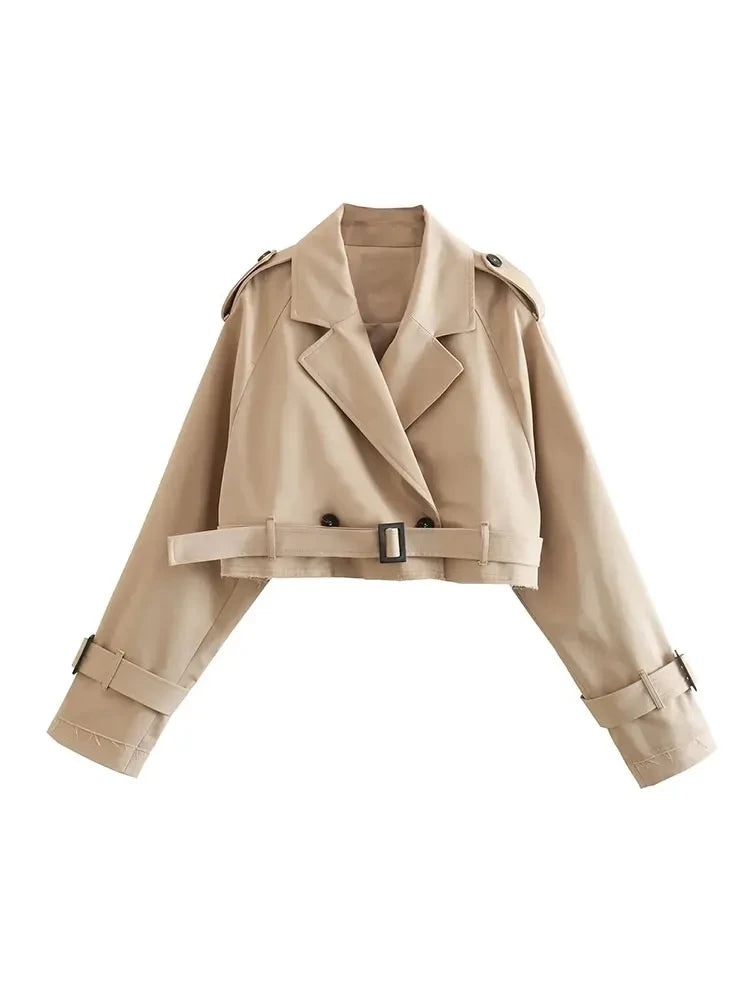Women’s Double-Breasted Cropped Trench Coat