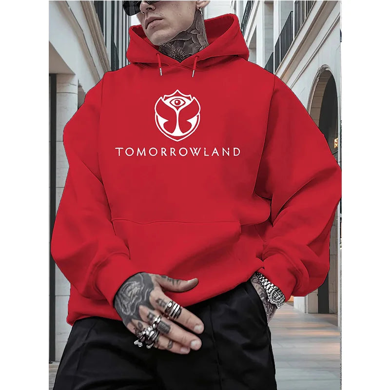Men’s TOMORROWLAND Graphic Hoodie – Casual Pullover, Long Sleeve