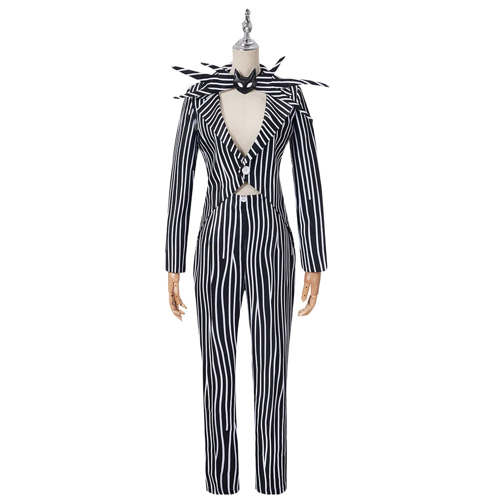 Jack Skellington Cosplay Costume – Striped Top & Pants Outfit for Men and Women