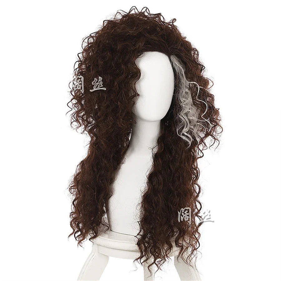 Bellatrix Lestrange Cosplay Wig – Long Brown Mixed Wavy Heat Resistant Wig with Cap