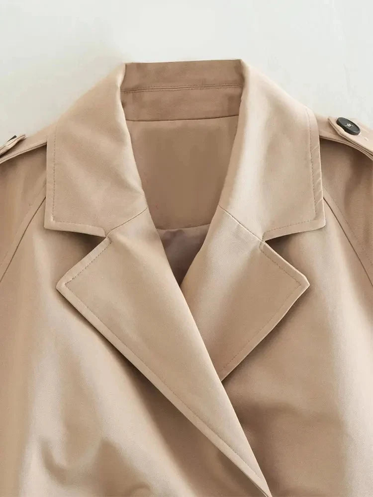 Women’s Double-Breasted Cropped Trench Coat