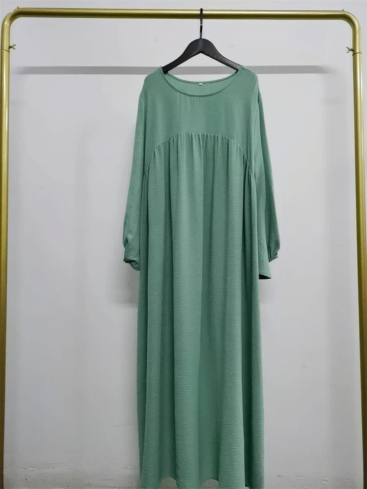 Eid Plain Modest Khimar Abaya – Dubai Muslim Arabic Kaftan Dress for Women