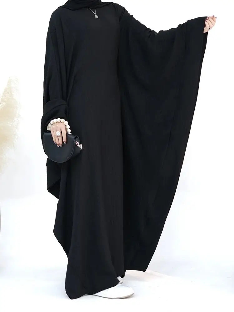 Women’s Dubai Linen Khimar Abaya – Ramadan Eid Muslim Maxi Kaftan Dress