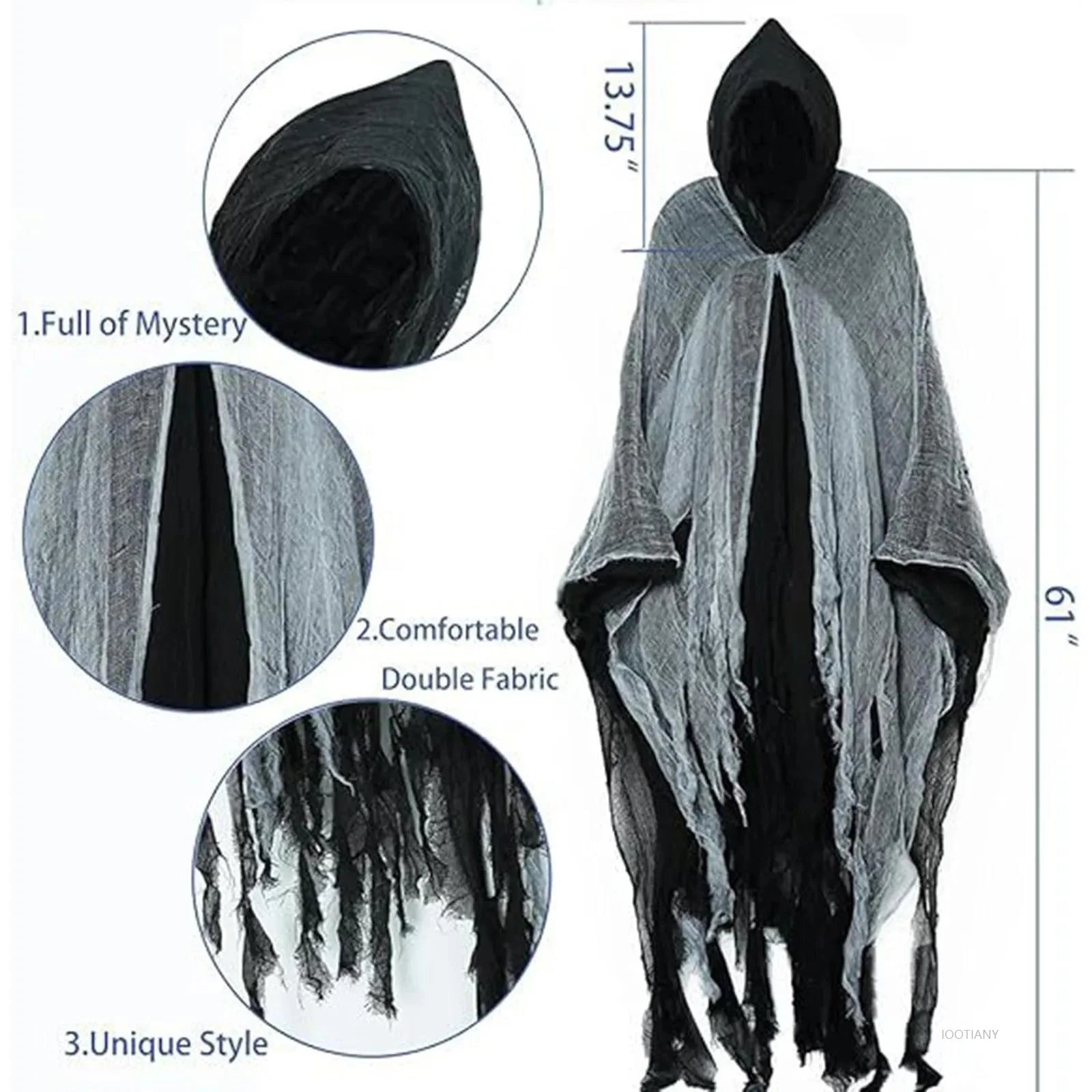Women’s Witch & Vampire Halloween Costume – Hooded Cloak with Horror Props