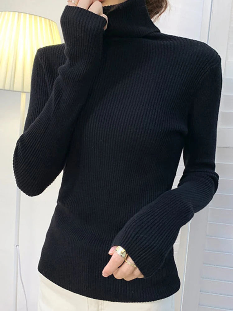 Women’s Fall Turtleneck Sweater – Knitted Cashmere Pullover Jumper