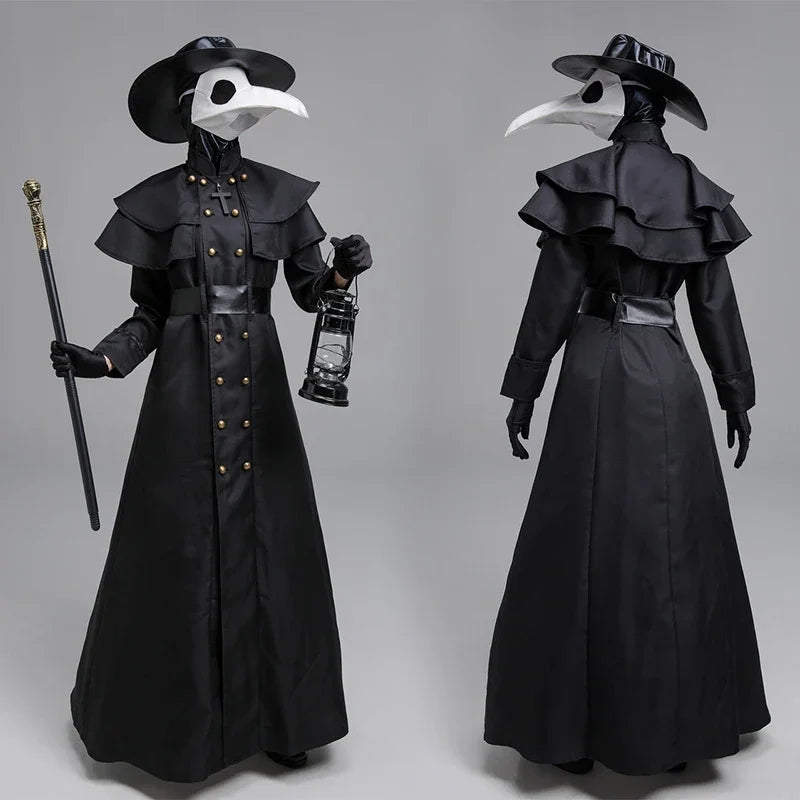 Plague Doctor Cosplay Dress Set – Medieval Punk Birdman Costume with Accessories