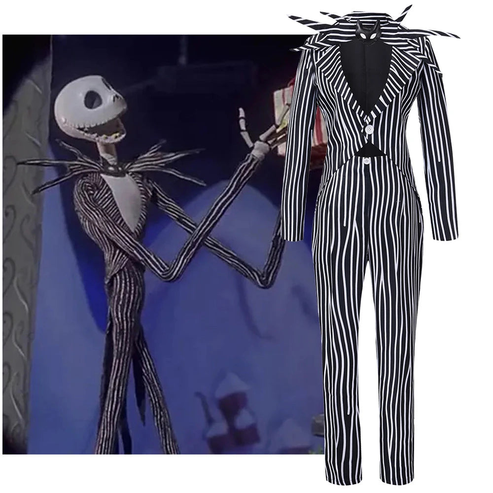 Jack Skellington Cosplay Costume – Striped Top & Pants Outfit for Men and Women