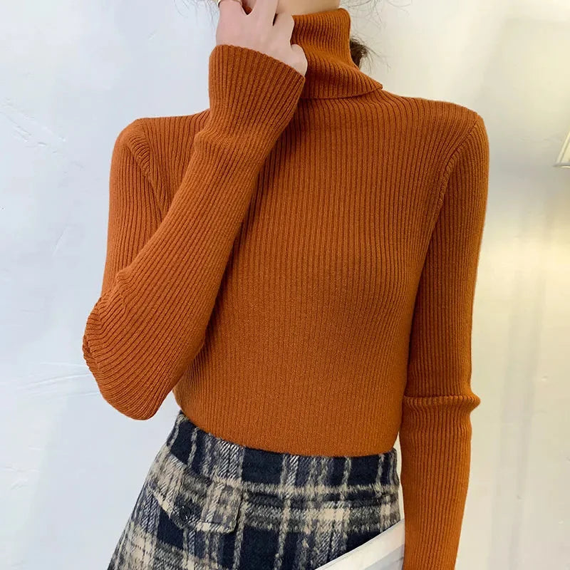 Women’s Fall Turtleneck Sweater – Knitted Cashmere Pullover Jumper