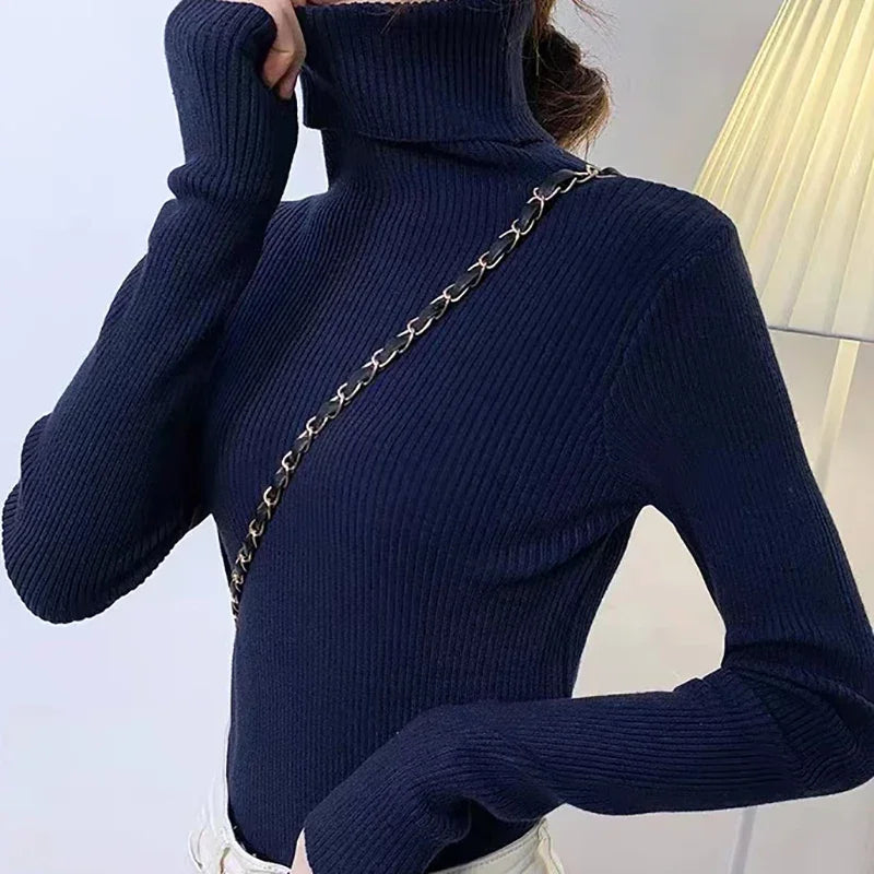 Women’s Fall Turtleneck Sweater – Knitted Cashmere Pullover Jumper