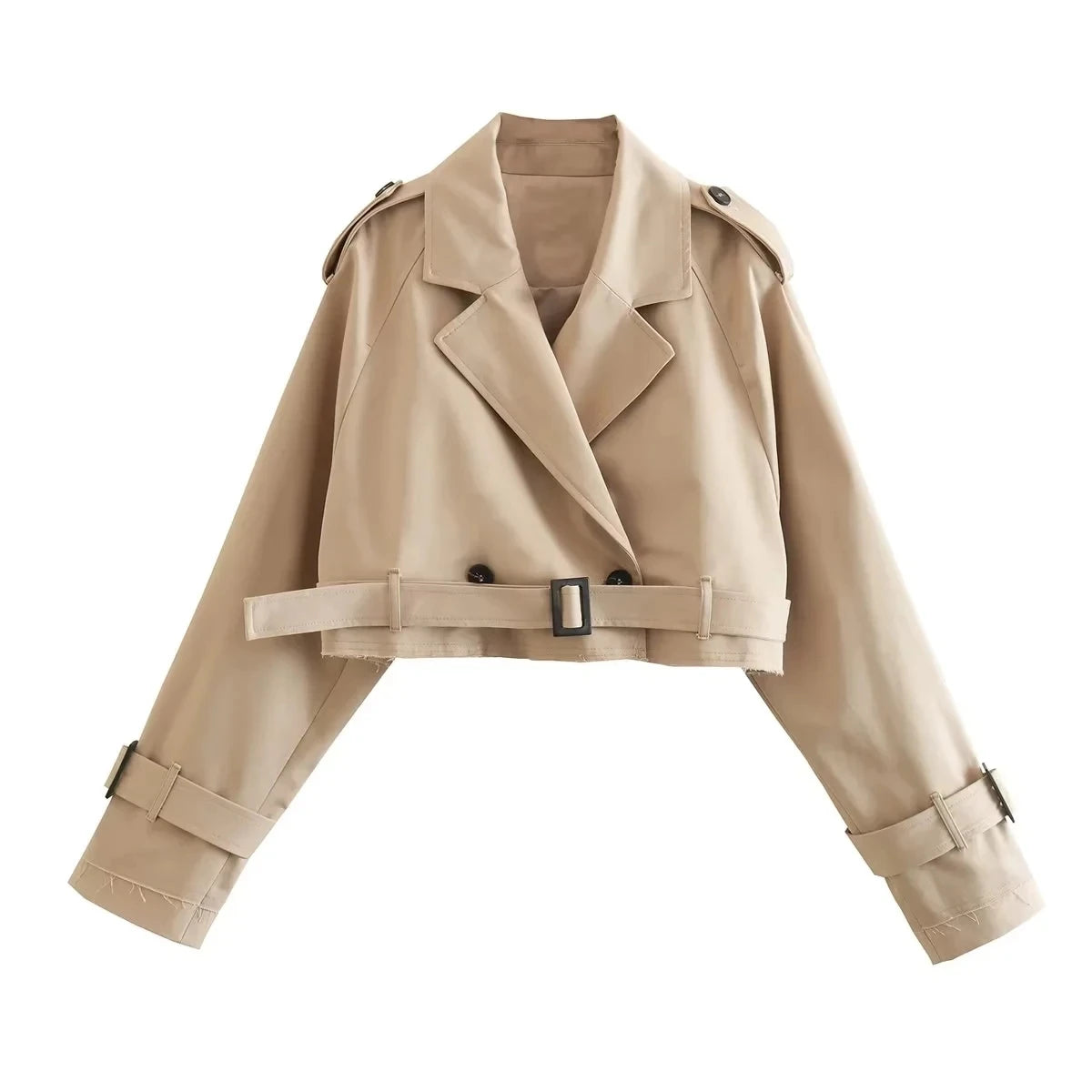 Women’s Double-Breasted Cropped Trench Coat