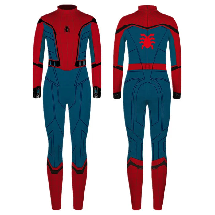 Women’s Superhero Bodysuit Cosplay – Spider-Man & Iron Man Digital Print Jumpsuit