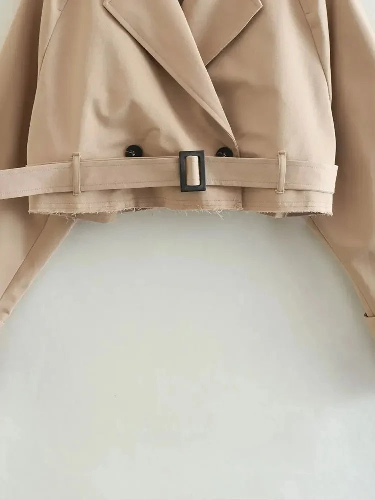 Women’s Double-Breasted Cropped Trench Coat