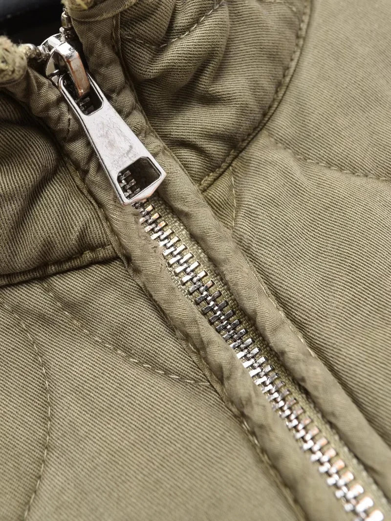 Women’s Quilted Cotton Jacket – Vintage Style with High Collar & Pockets